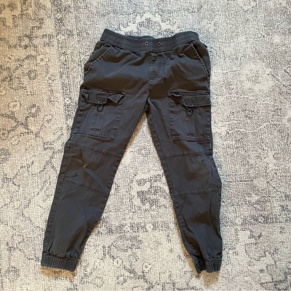 Dark navy charcoal blue grey gray cargo joggers pants